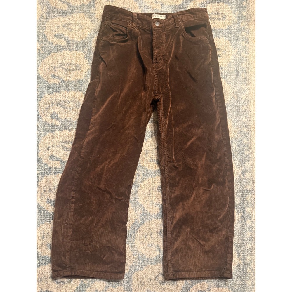 Free People Good Luck Mid-Rise Cord Barrel Jeans Size 26 Excellent Condition